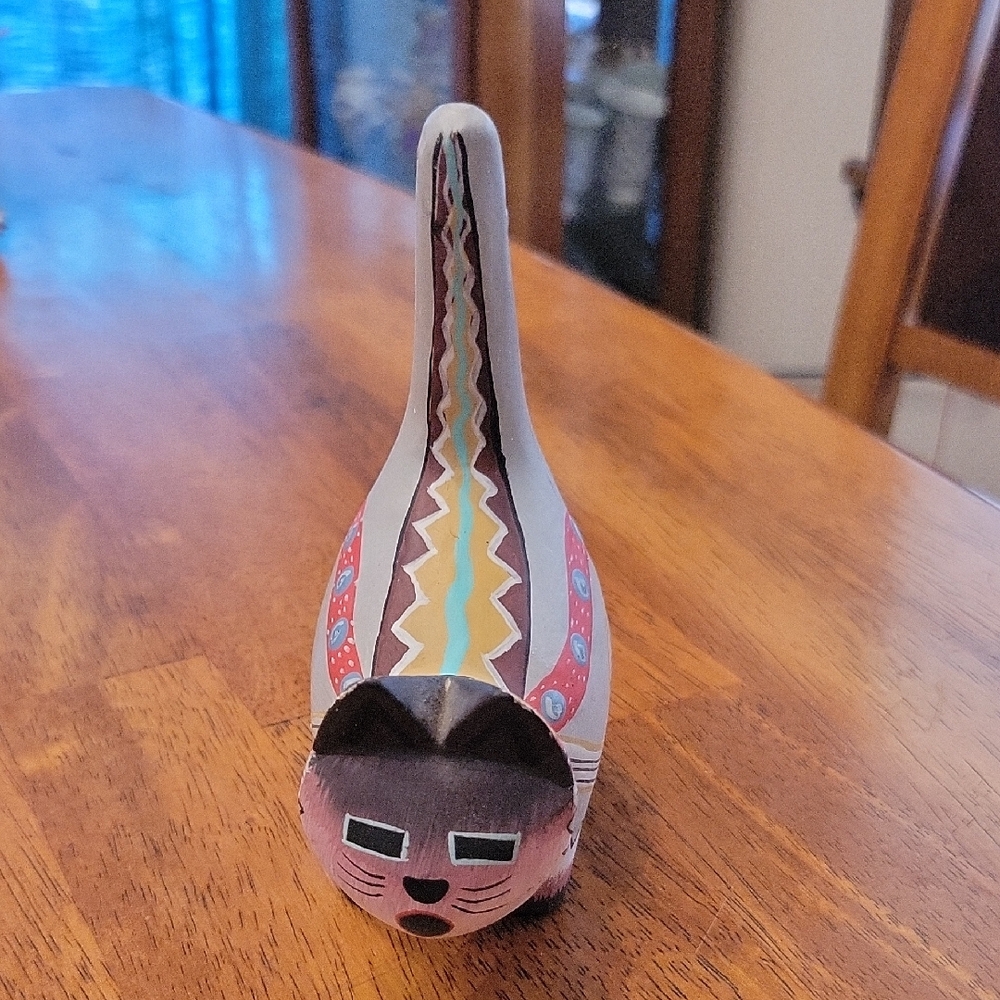Vibtage Robert Sheilds Paper Mache Hand Painted Southwestern Cat Figurine Signed